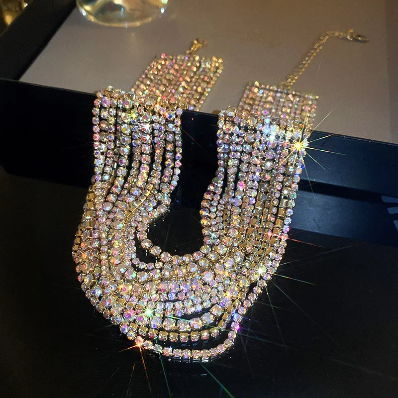 Luxury Multilayer Crystal Rhinestone Choker Necklace