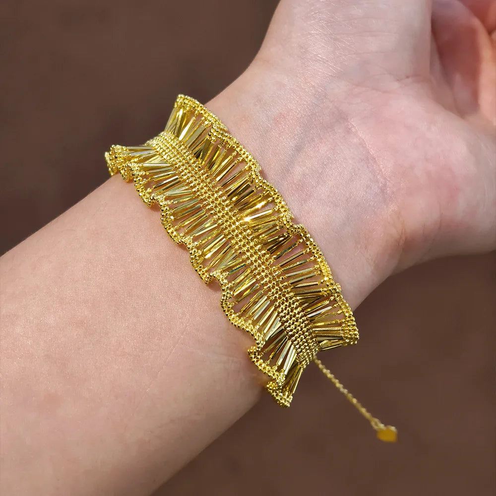 Italian Wave Lace 18K Gold Plated Collarbone Chain Necklace