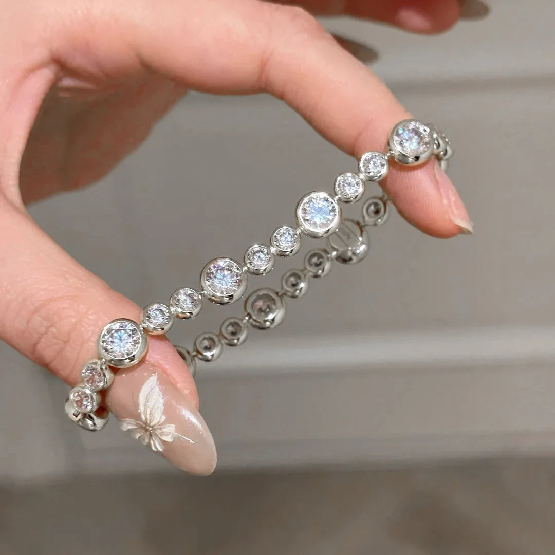 18K Gold Plated Full Moissanite Diamond Link Bracelet