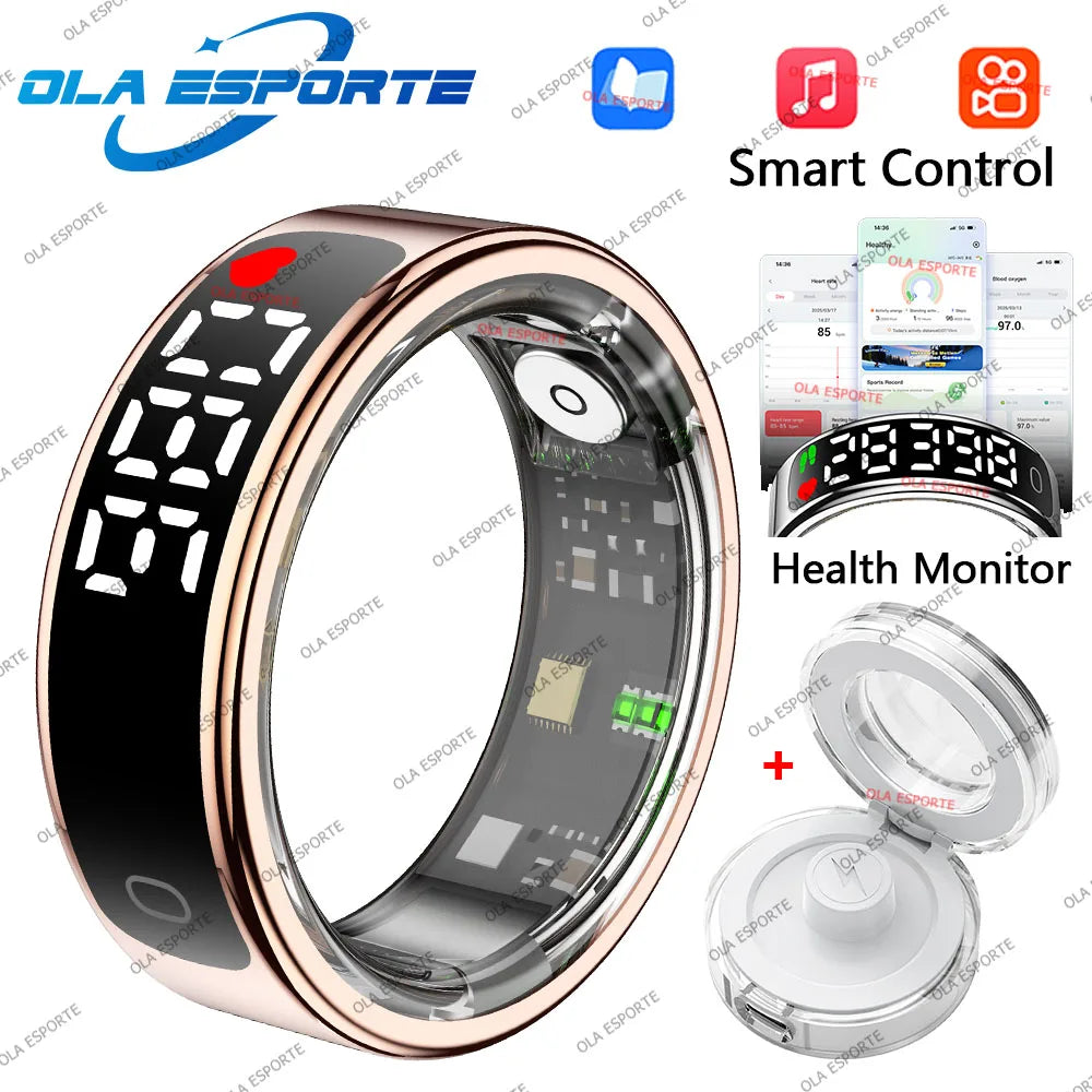 Smart Ring with HD Screen – Heart Rate Monitor, 5ATM Waterproof, TikTok Control