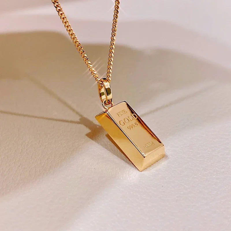 Luxury Gold Bar Pendant Necklace for Women