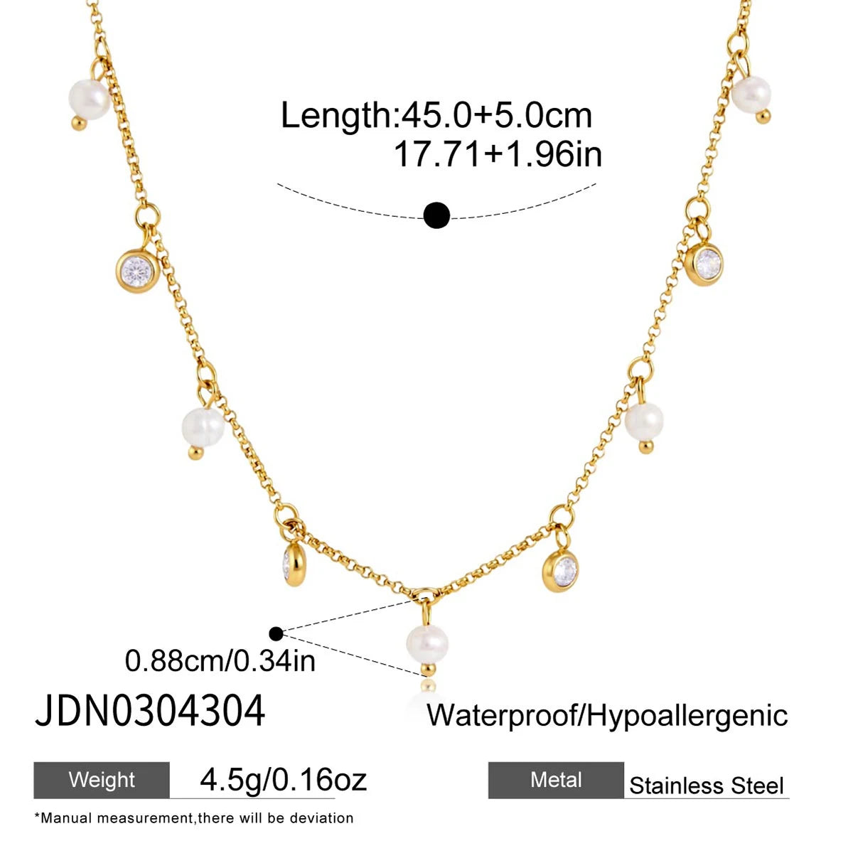 Zora 18K Gold PVD Geometric Zircon Waterproof Necklace