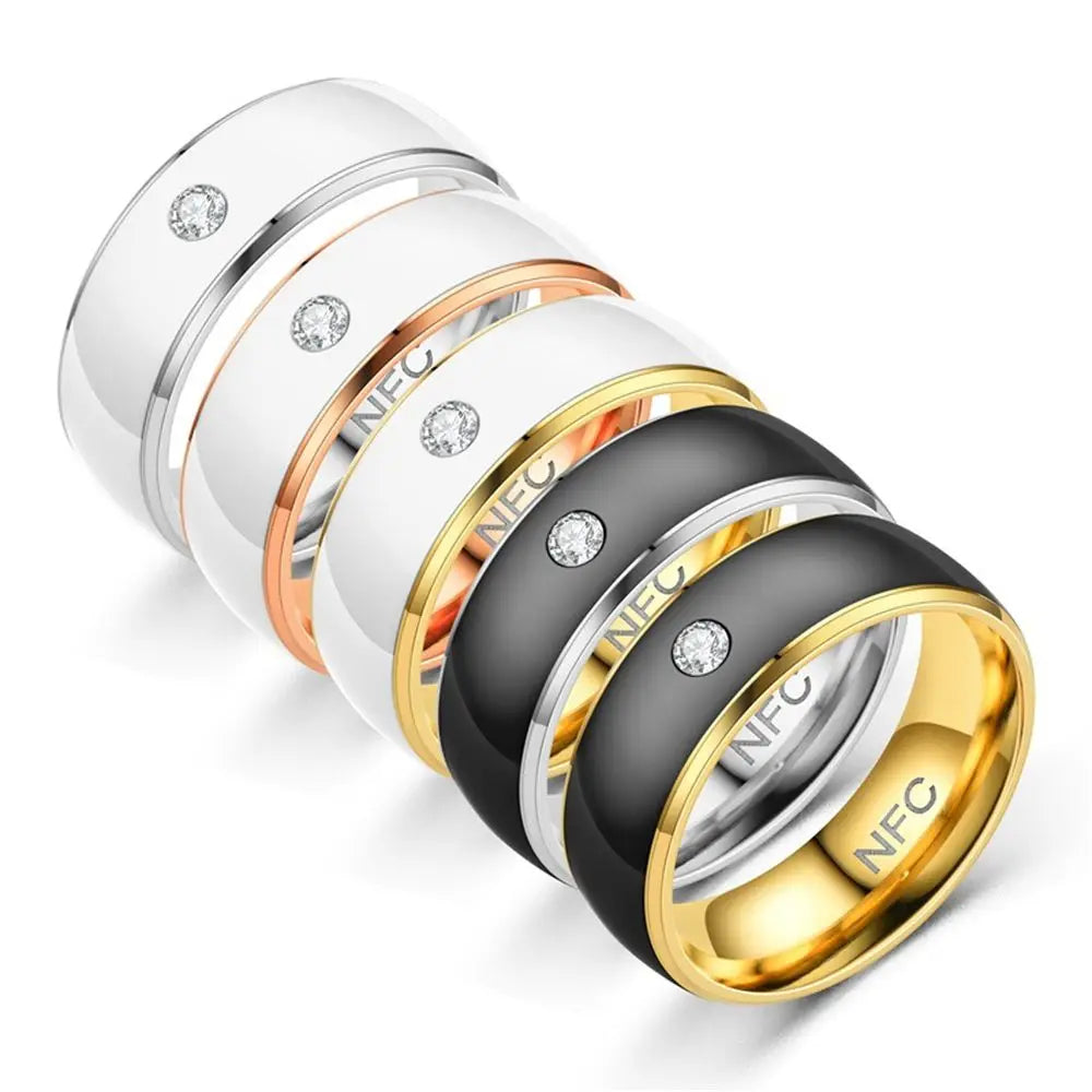 NFC Smart Ring for Women – Rhinestone Fashion Ring, Waterproof, Android Compatible