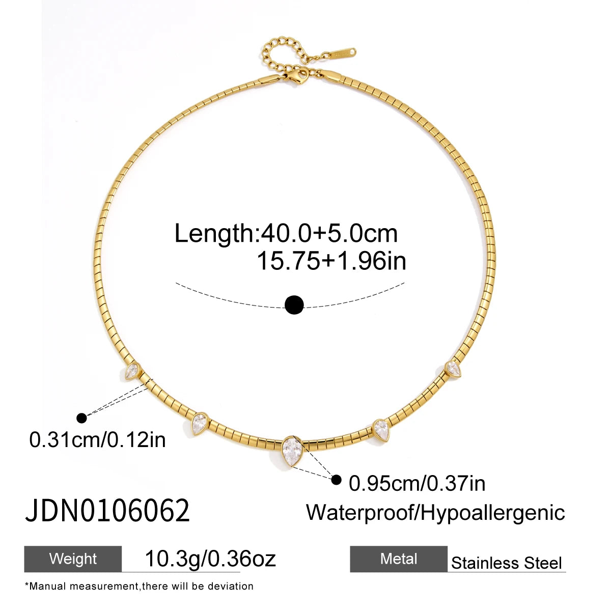 18K Gold PVD Geometric Zircon Pendant Choker Necklace