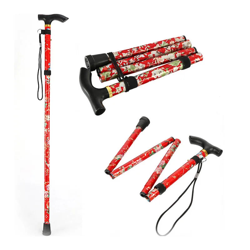 Foldable Walking Stick for Women — Lightweight Floral Design