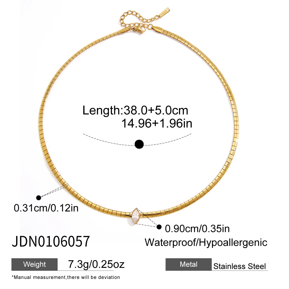 18K Gold PVD Geometric Zircon Pendant Choker Necklace