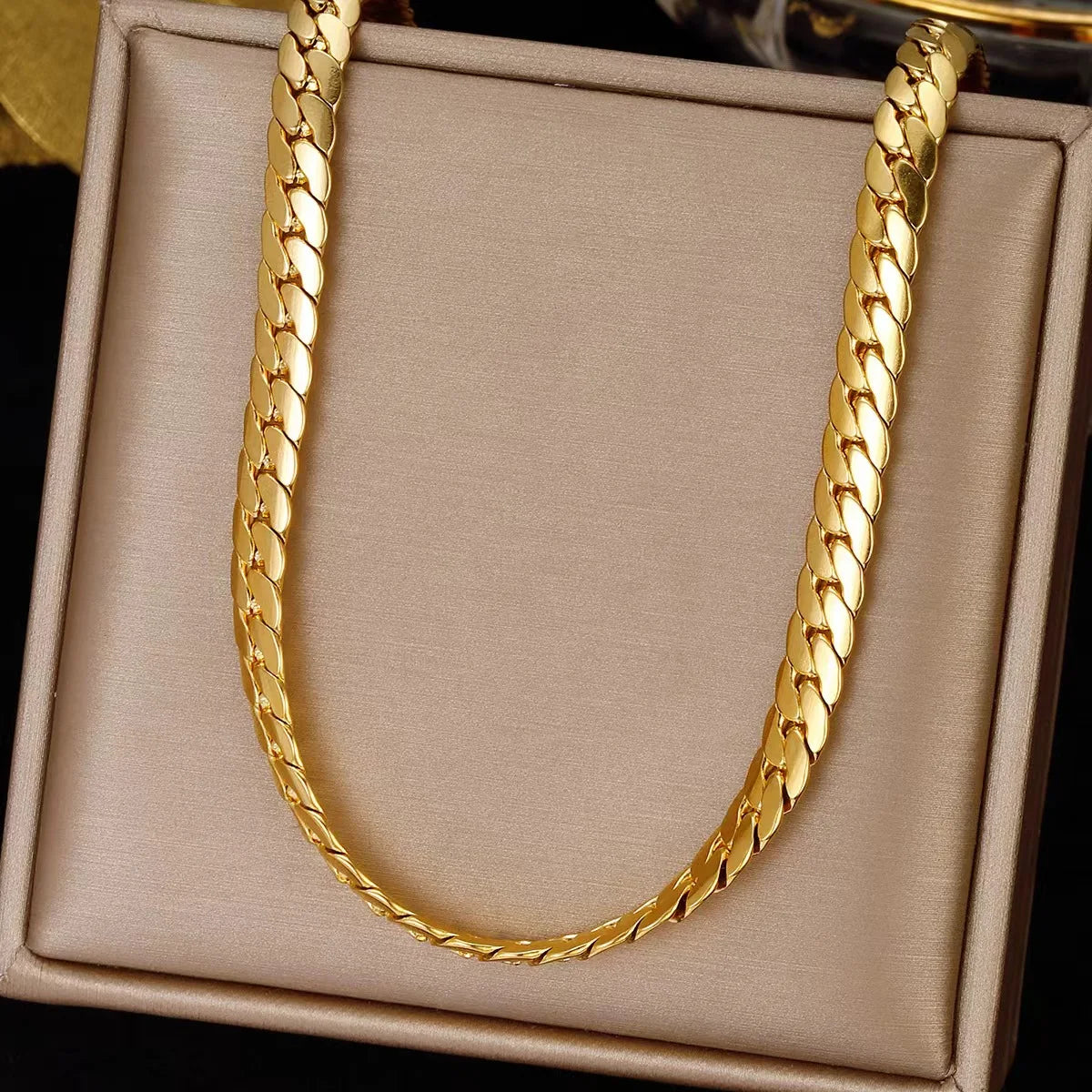925 Sterling Silver 18K Gold Plated 5mm Sideways Chain Necklace – 20-60cm Unisex