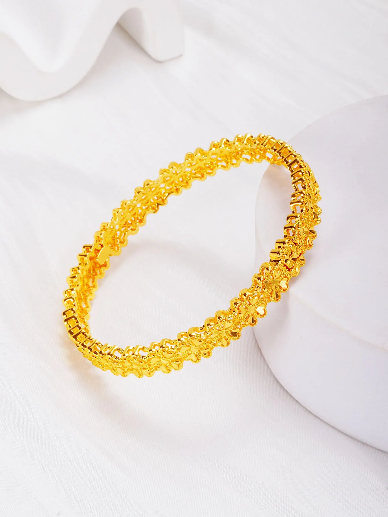 24K Gold Plated Cuff Bangle for Women – Ethiopian Arabic Dubai Style
