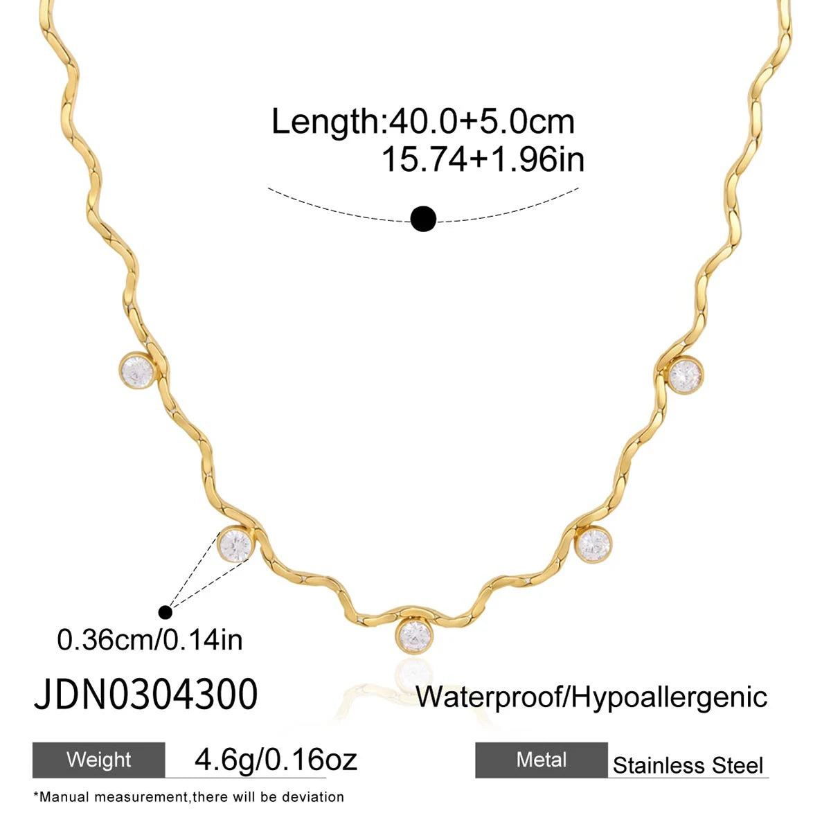Zora 18K Gold PVD Geometric Zircon Waterproof Necklace