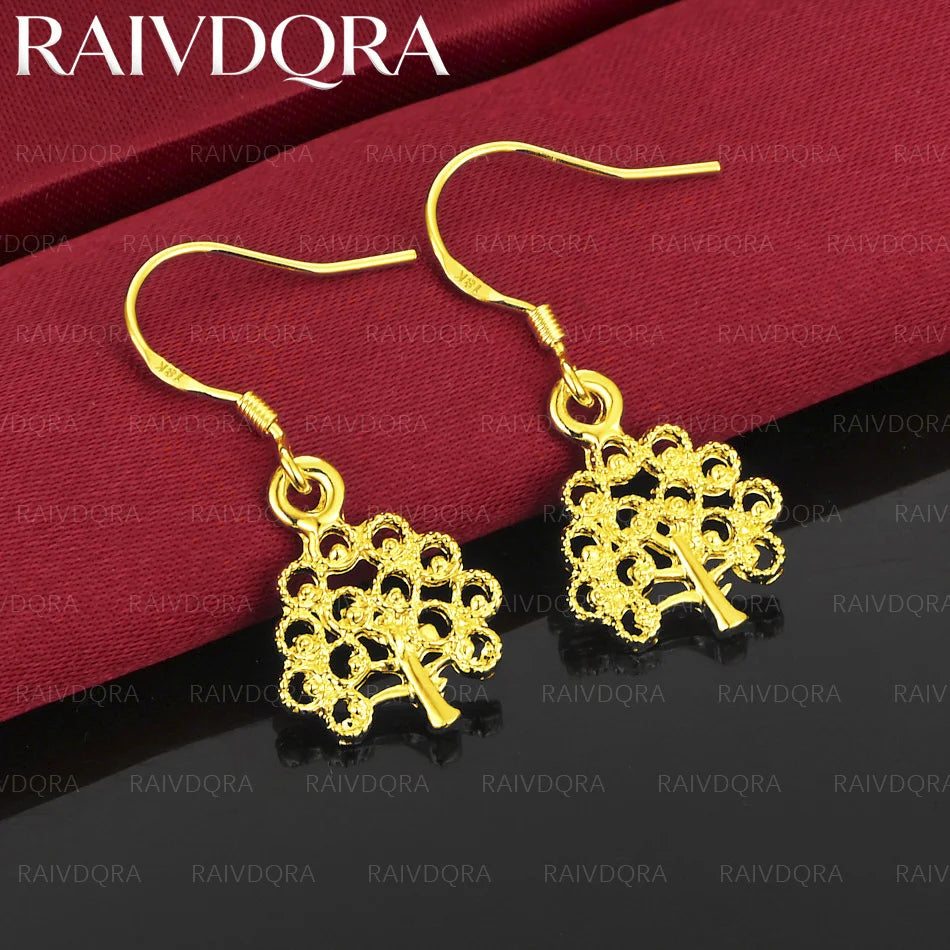 18K Gold Plated Hollow Tree Drop Earrings for Women – Elegant Wedding Accessories