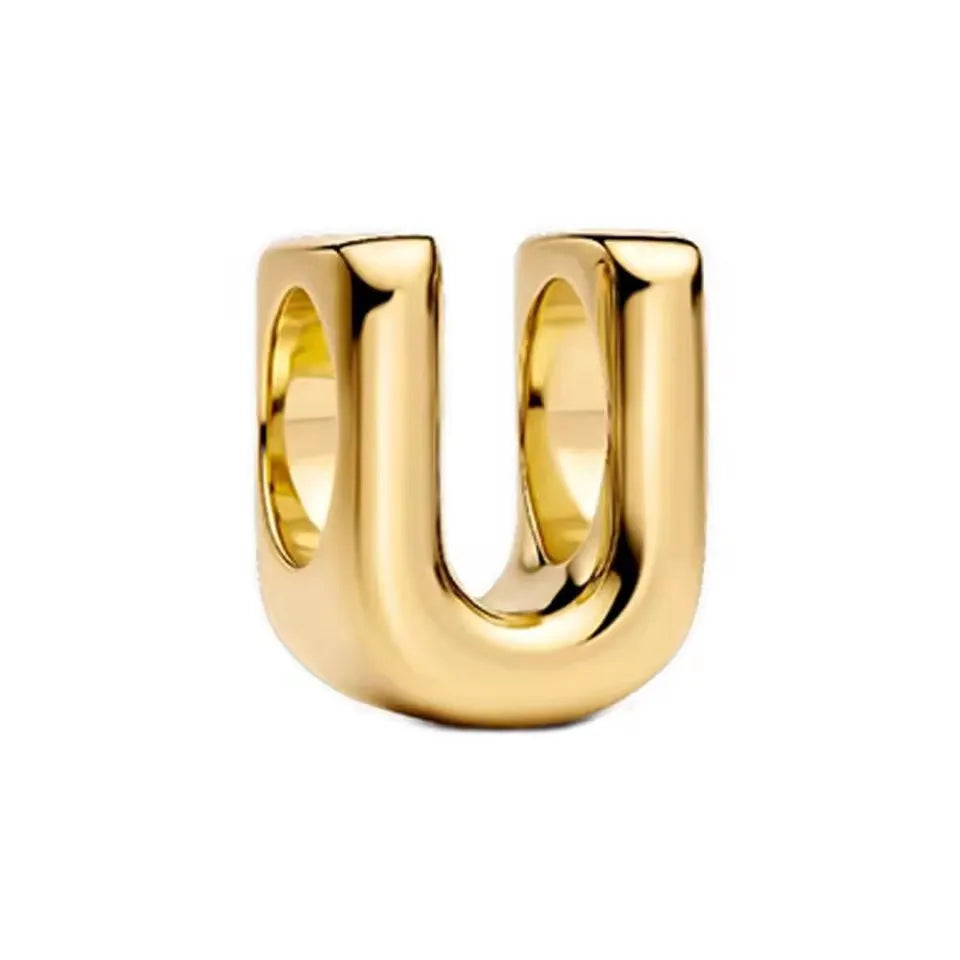 925 Sterling Silver 18K Gold Plated Name Letter Pendant Charm – DIY Women's Bracelet