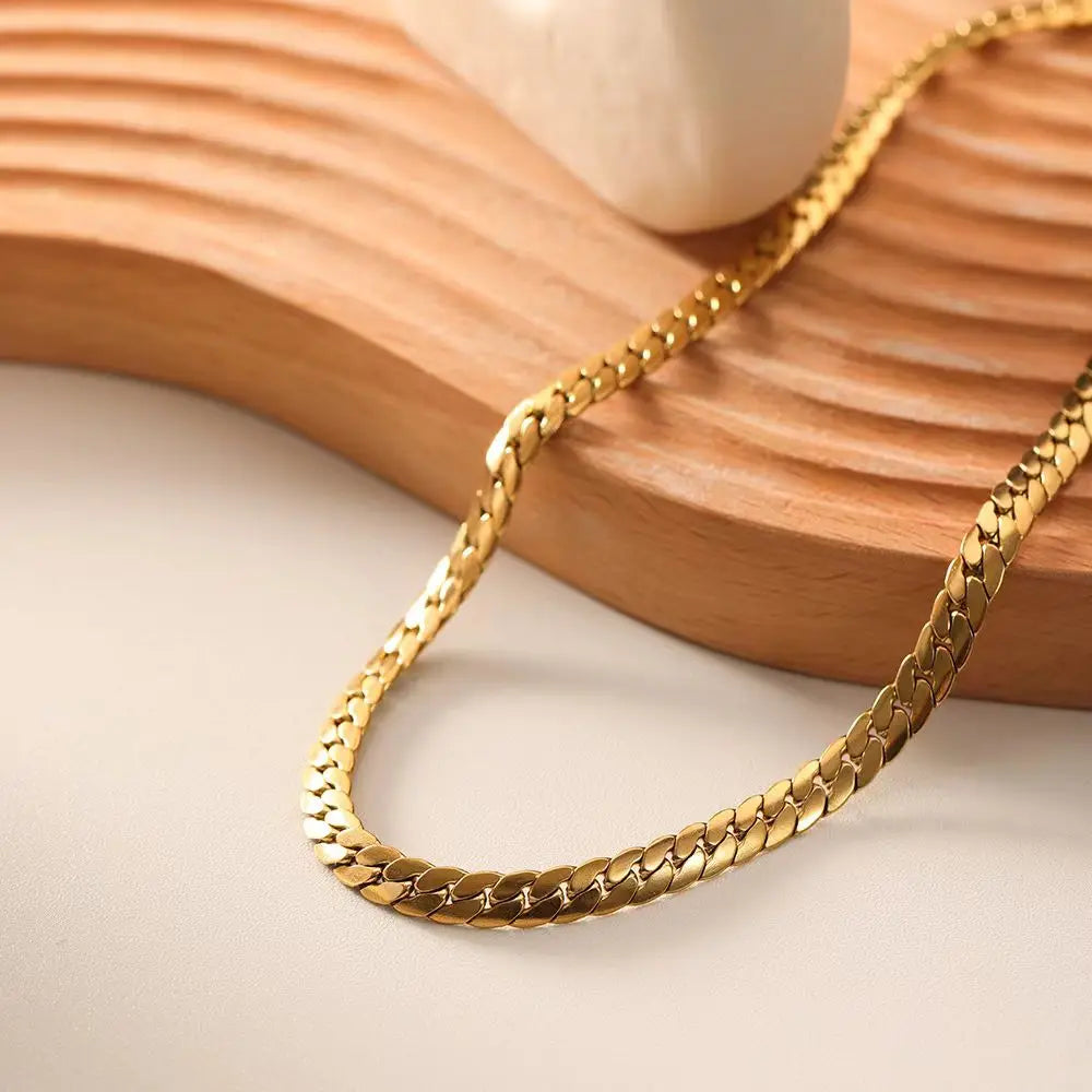 925 Sterling Silver 18K Gold Plated 5mm Sideways Chain Necklace – 20-60cm Unisex