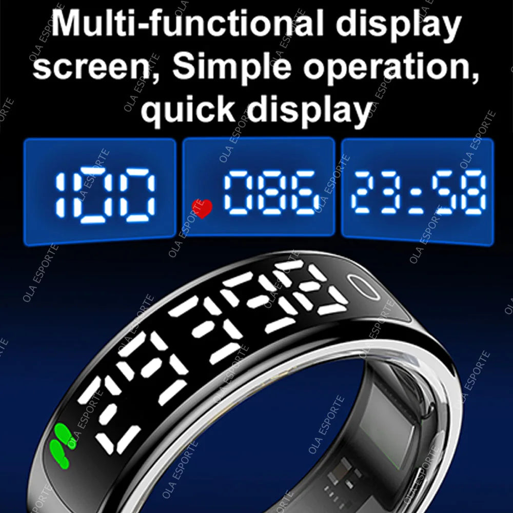 Smart Ring with HD Screen – Heart Rate Monitor, 5ATM Waterproof, TikTok Control
