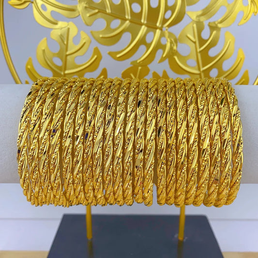 24K Gold Plated Warped Bangle for Women – African Dubai Luxury Style