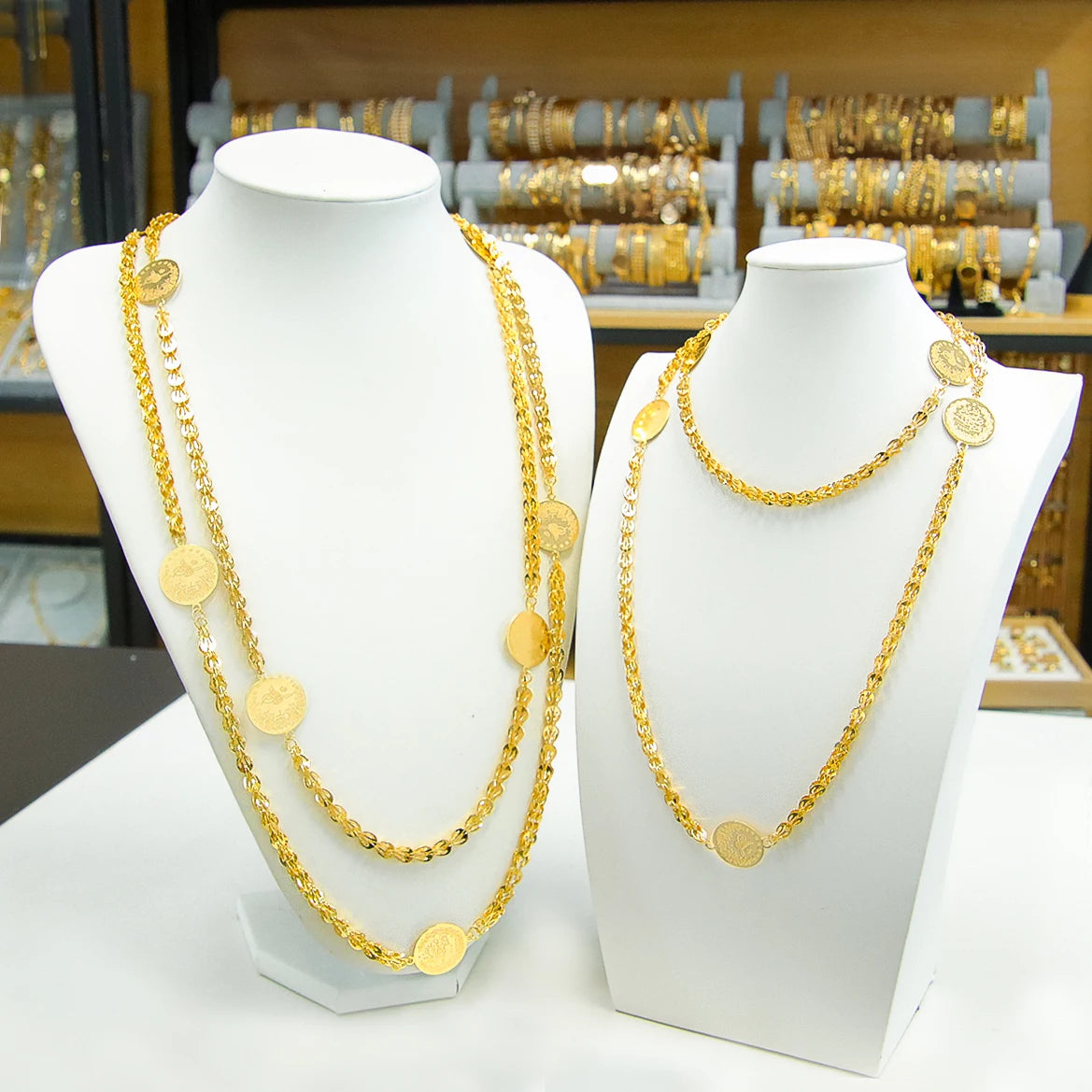Dubai 21K Gold Plated Turkish Vintage Coin Chain Necklace
