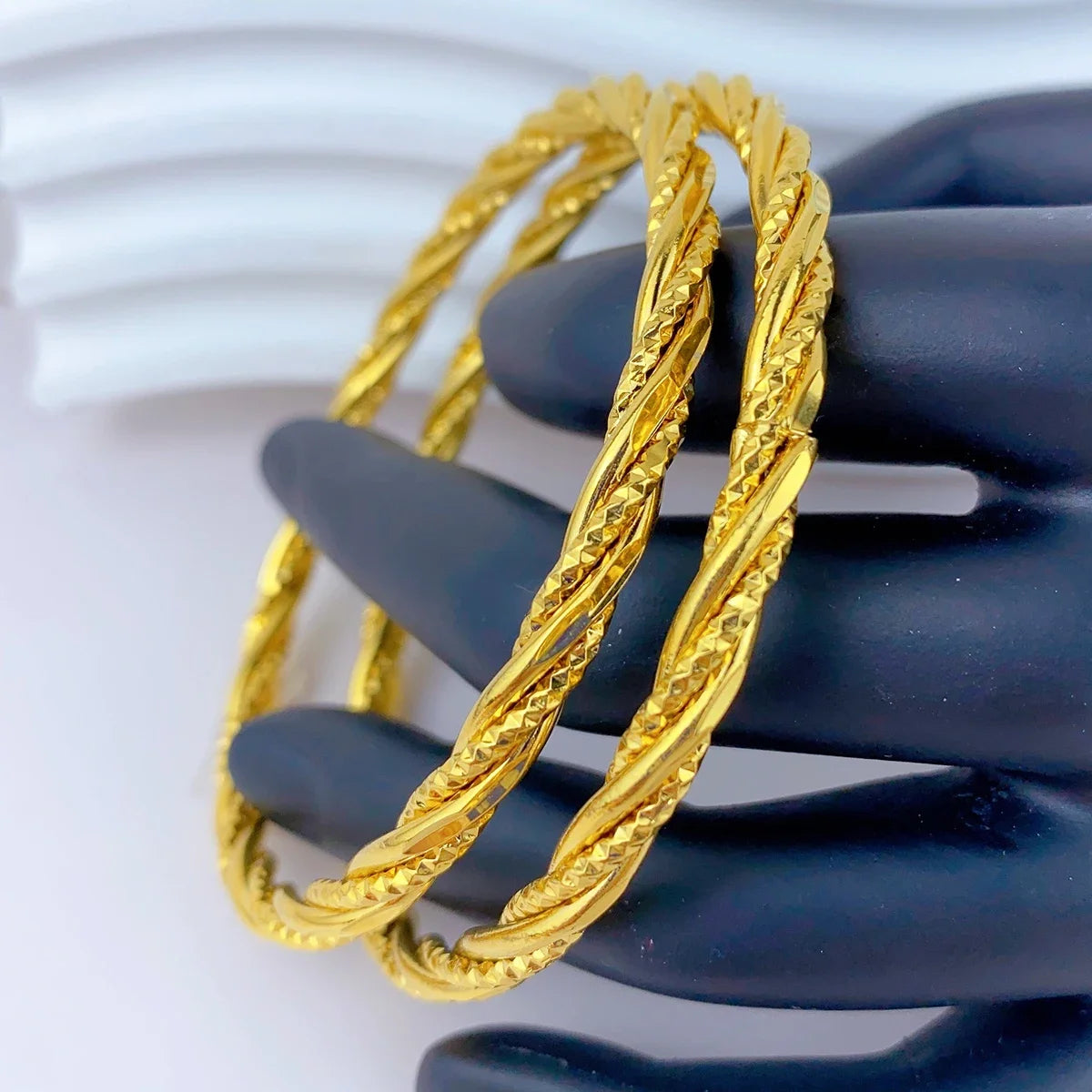 24K Gold Plated Warped Bangle for Women – African Dubai Luxury Style