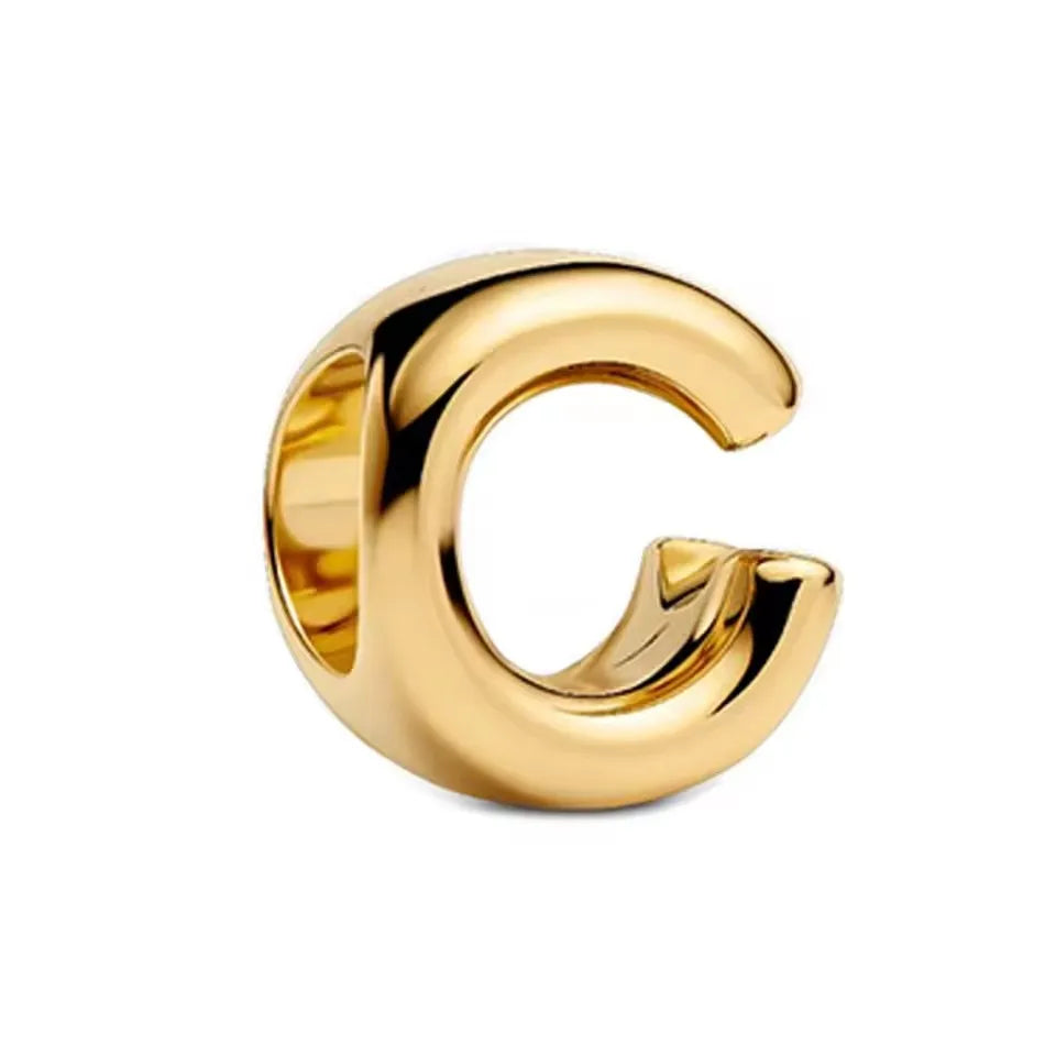 925 Sterling Silver 18K Gold Plated Name Letter Pendant Charm – DIY Women's Bracelet