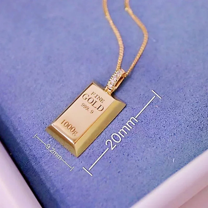 Luxury Gold Bar Pendant Necklace for Women