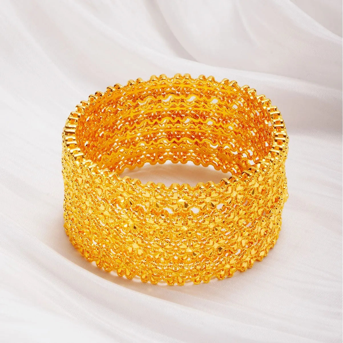 24K Gold Plated Cuff Bangle for Women – Ethiopian Arabic Dubai Style