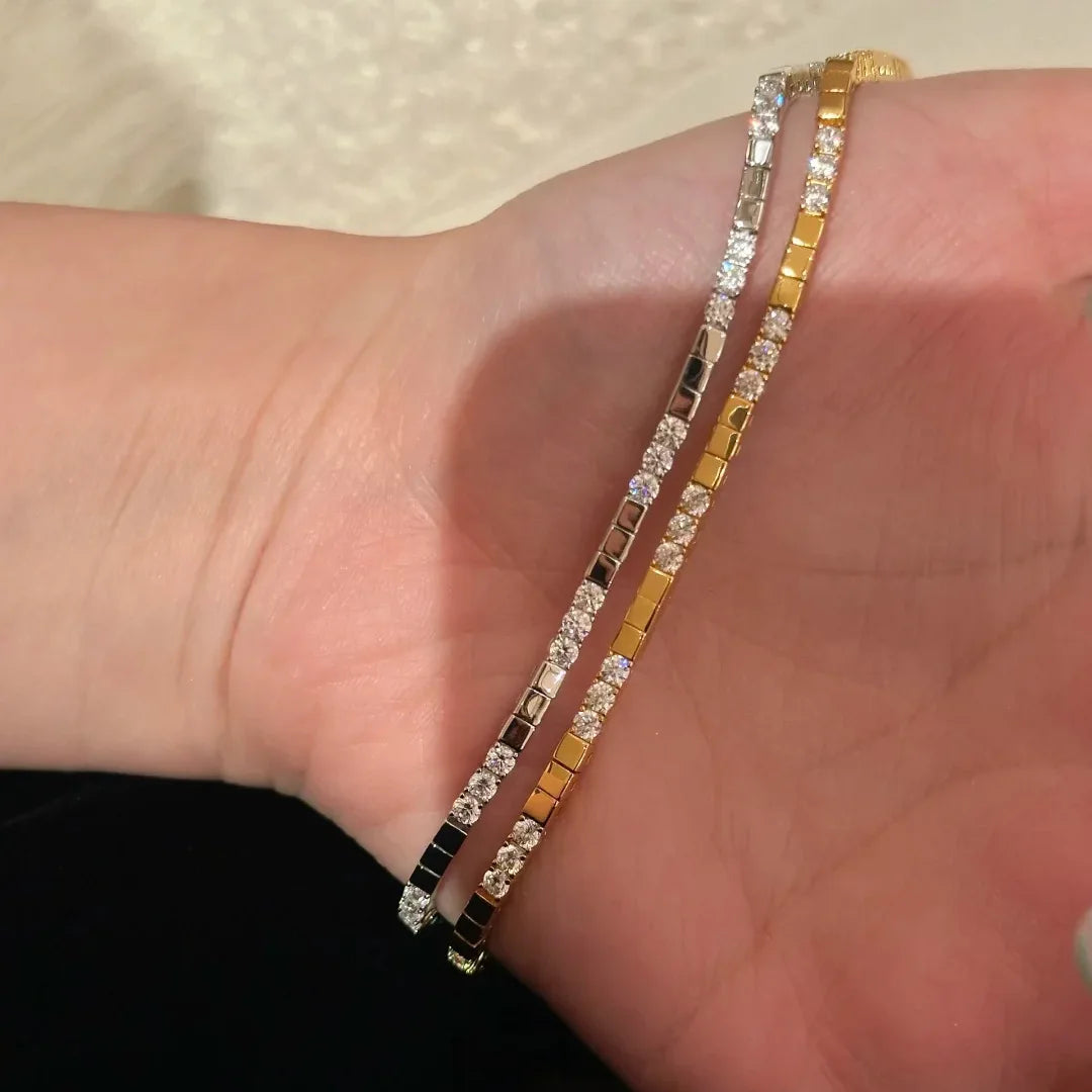 Diamond Studded Square Glossy Bracelet for Women