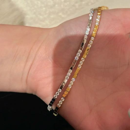 Diamond Studded Square Glossy Bracelet for Women