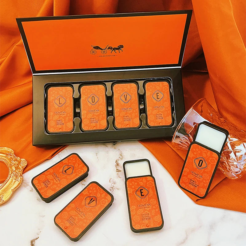 4pcs Solid Perfume Set – Floral & Fruity Long-Lasting Fragrance Gift Set