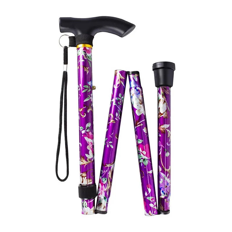 Foldable Walking Stick for Women — Lightweight Floral Design