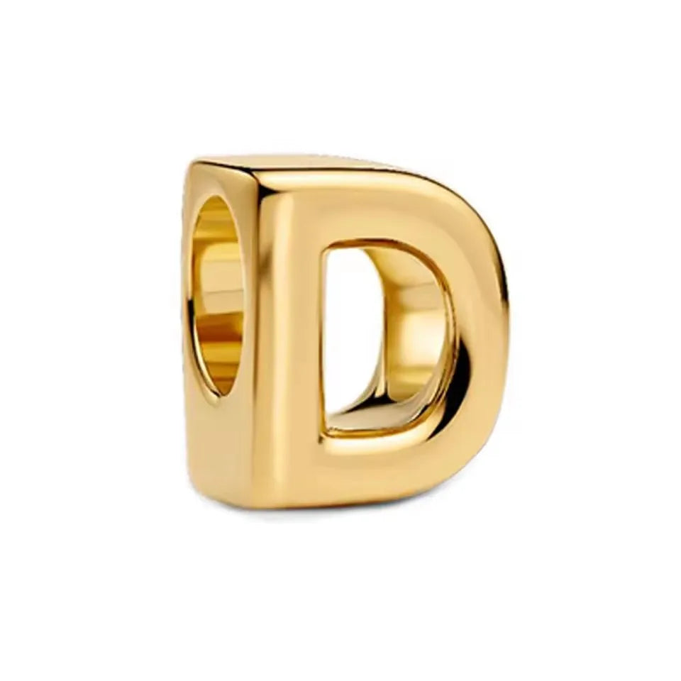 925 Sterling Silver 18K Gold Plated Name Letter Pendant Charm – DIY Women's Bracelet