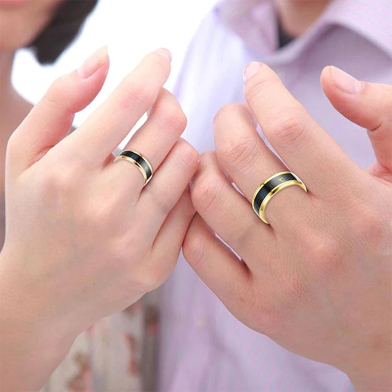 Smart Temperature Ring for Couples – Mood Sensitive Stainless Steel, Gift for Her & Him