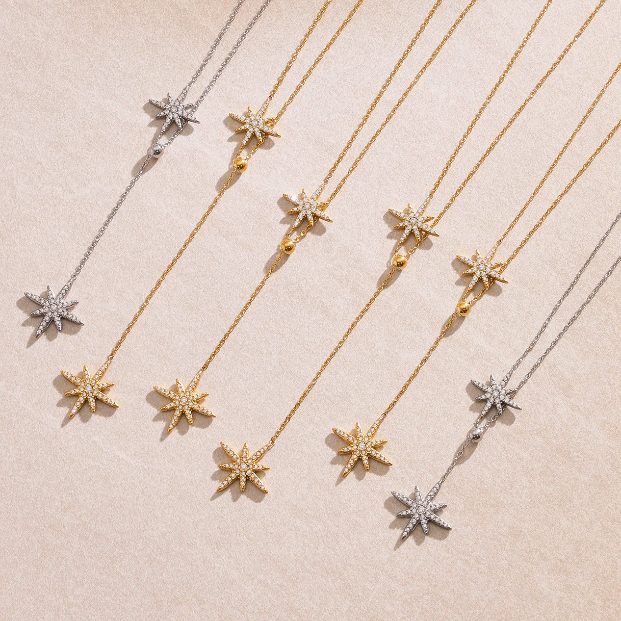 Delicate Zircon Star Pendant Adjustable Choker Necklace