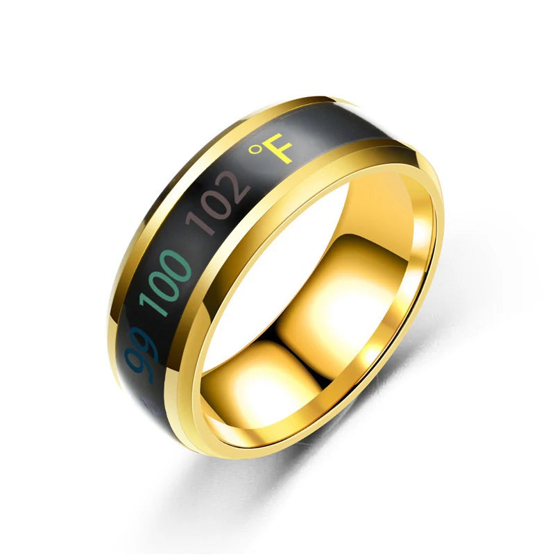 Smart Temperature Ring for Couples – Mood Color Change, Stainless Steel, Waterproof