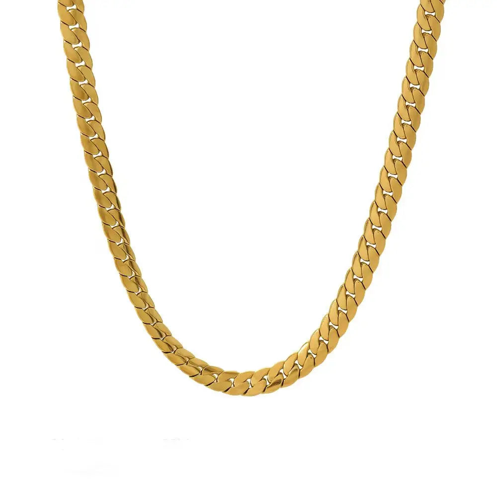 925 Sterling Silver 18K Gold Plated 5mm Sideways Chain Necklace – 20-60cm Unisex