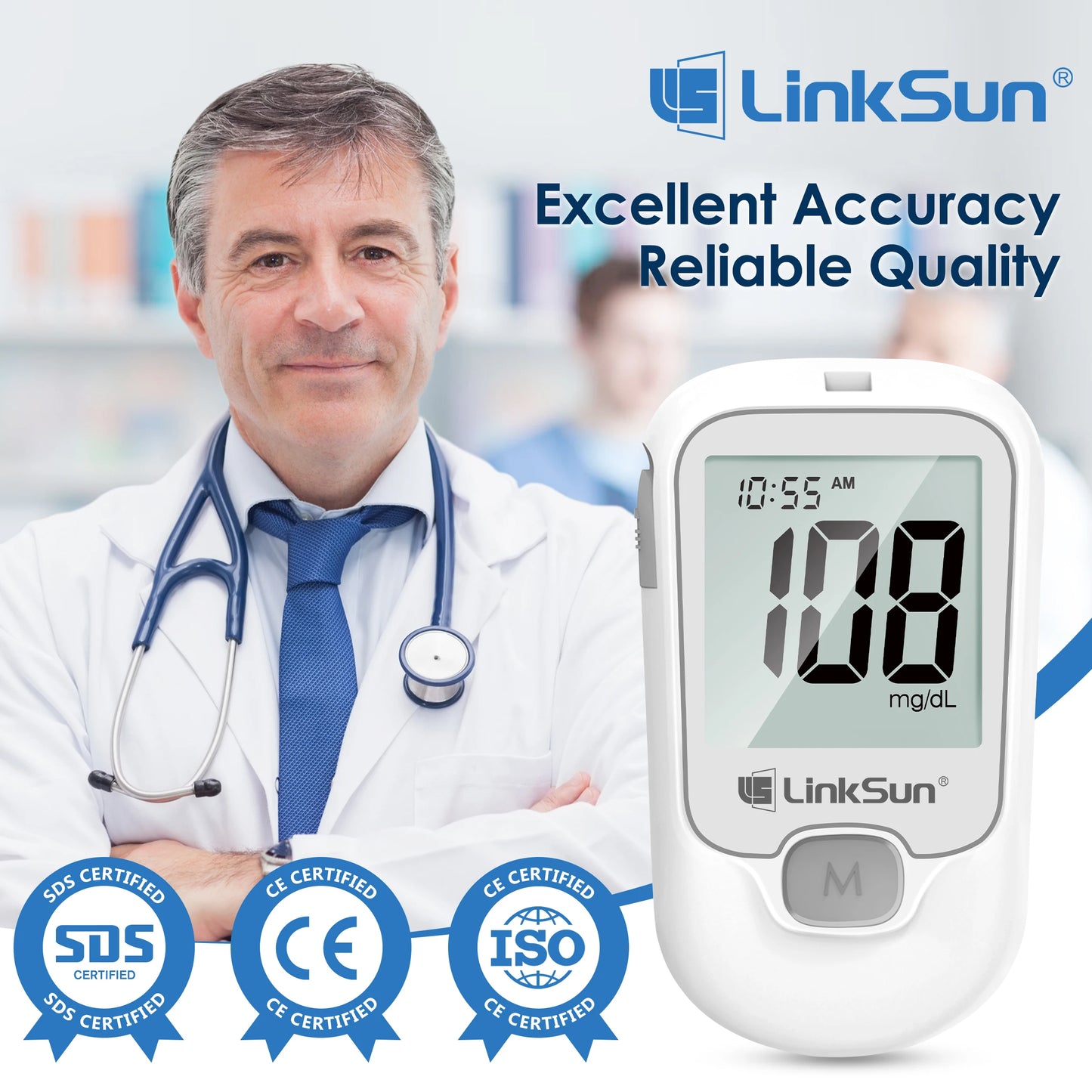 Blood Glucose Monitor Kit – 50 Test Strips & Lancets Included
