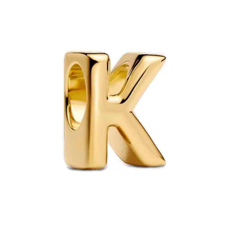 925 Sterling Silver 18K Gold Plated Name Letter Pendant Charm – DIY Women's Bracelet