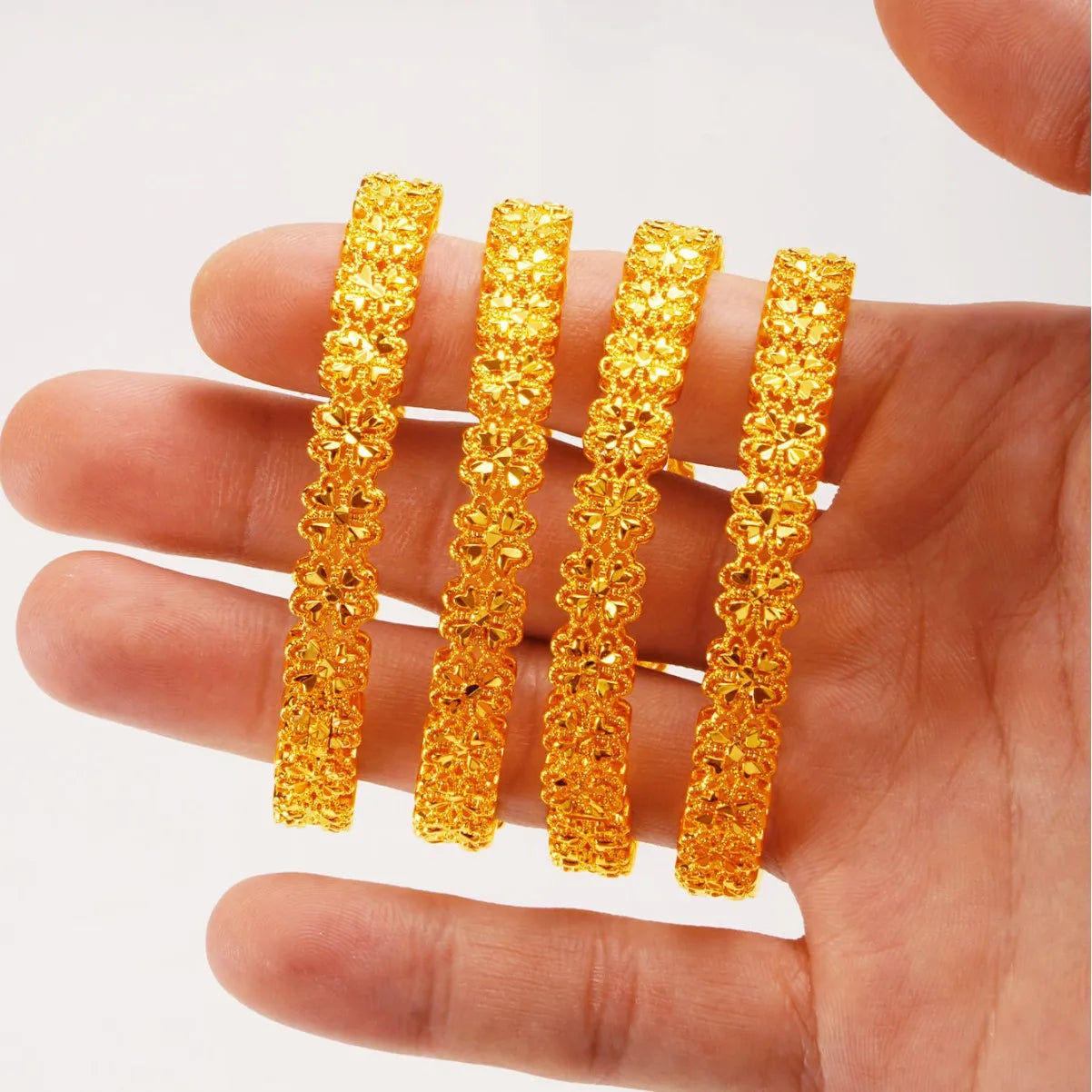 24K Gold Plated Cuff Bangle for Women – Ethiopian Arabic Dubai Style
