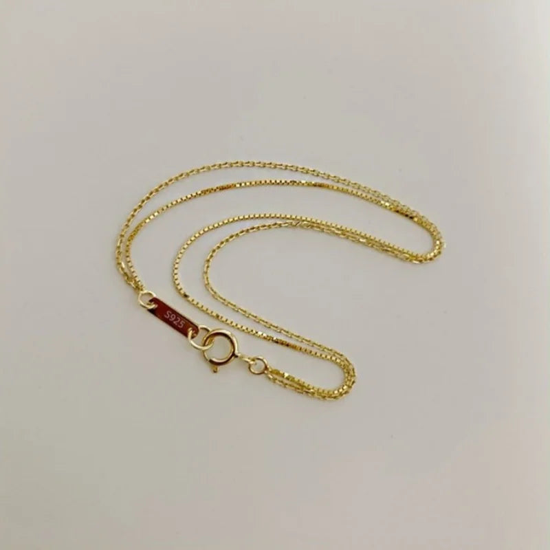925 Silver 14K Gold Double Layer Box Chain Bracelet
