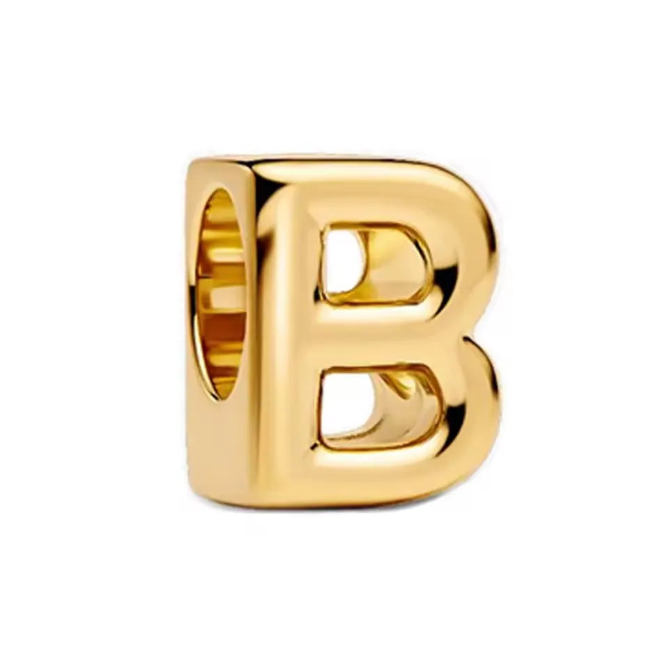 925 Sterling Silver 18K Gold Plated Name Letter Pendant Charm – DIY Women's Bracelet