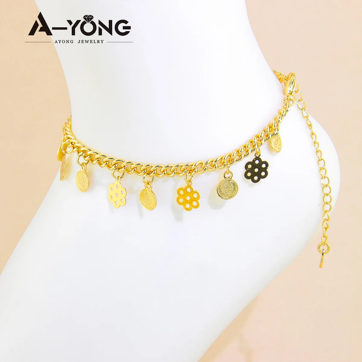 21K Gold Plated Ankle Bracelet for Women – Dubai Saudi Fashion