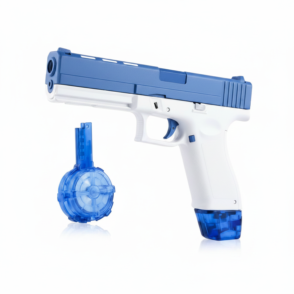 Glock Electric Water Gun – Blue & White with Drum Magazine
