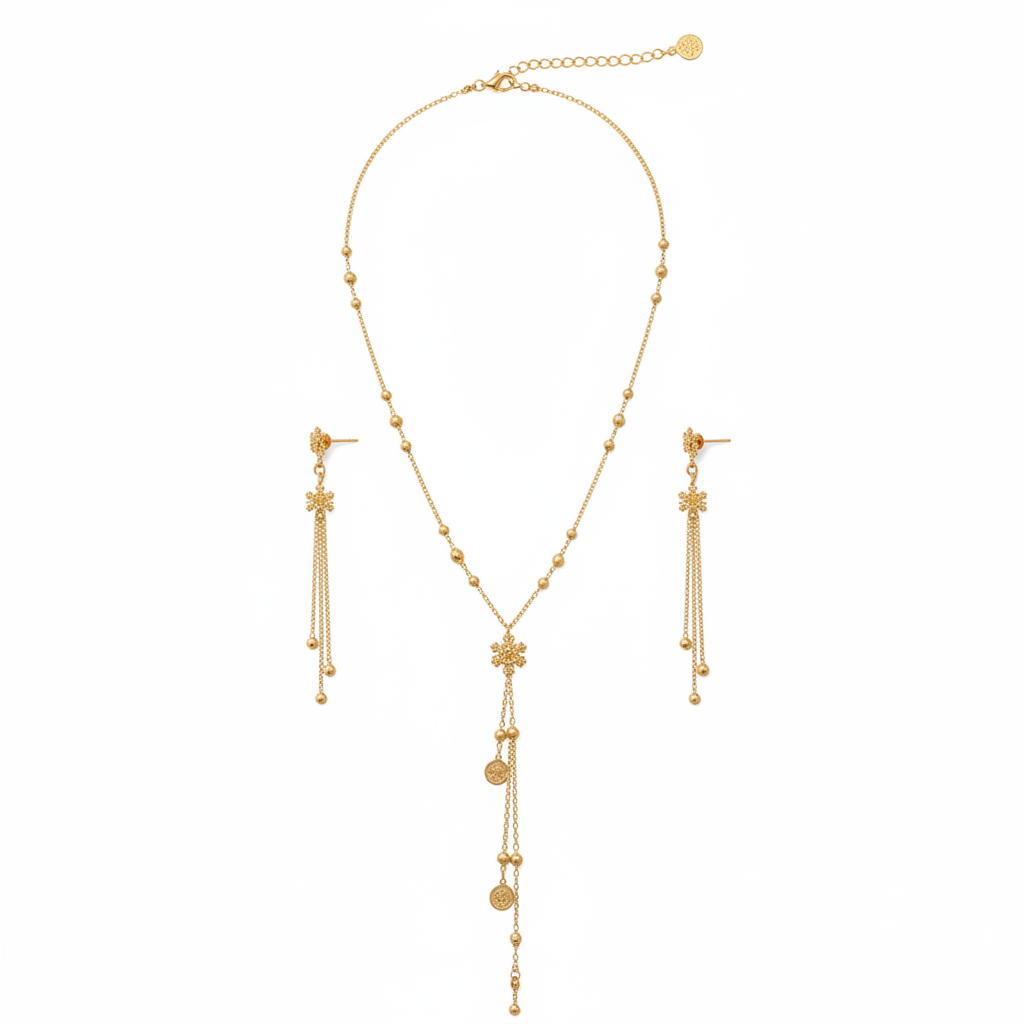 Gold Star Necklace & Earrings Set – Elegant Accessories